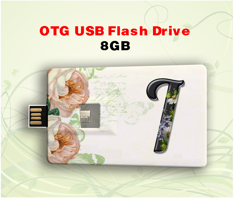 OTG Plastic Business Card USB Stick/ Computer Phone Dual Use USB Flash Drive (8GB) Alphabets
