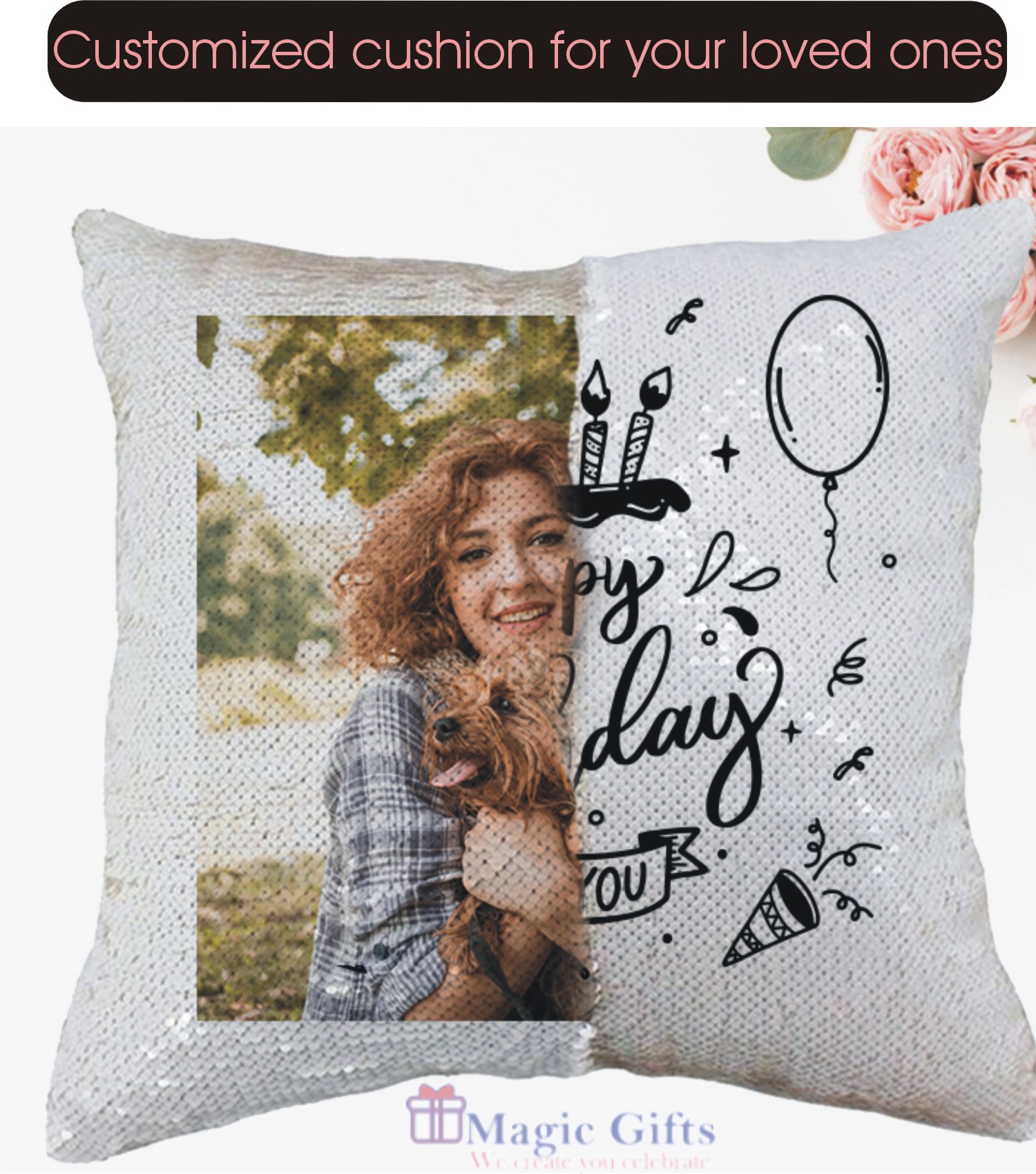 double sided personalised cushion