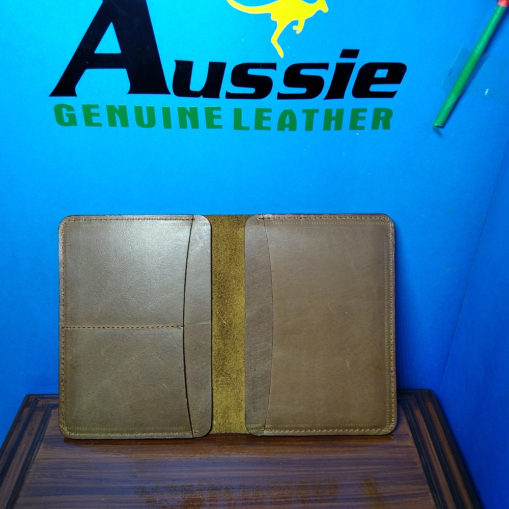 Genuine Leather Passport Cover Brown