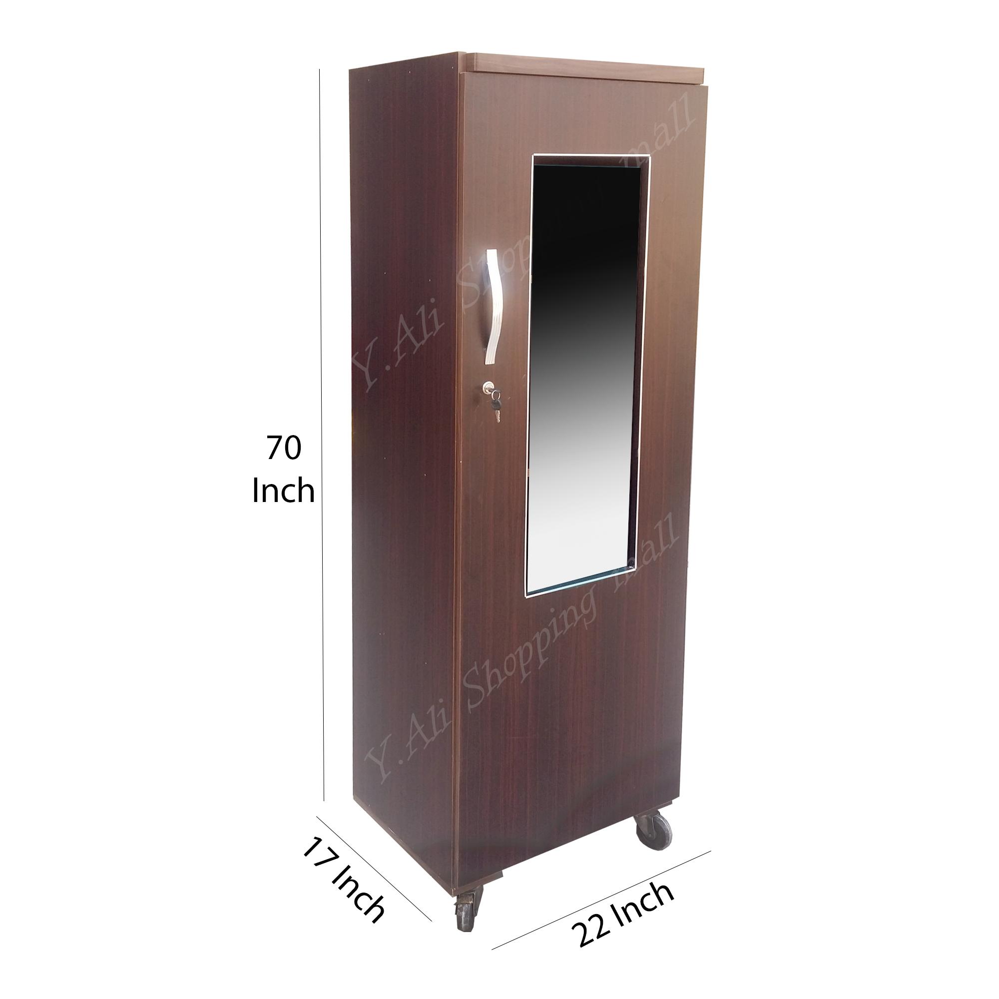 6 X 2 Feet Single Mirror Door Wooden Lamination Wardrobe Cupboard