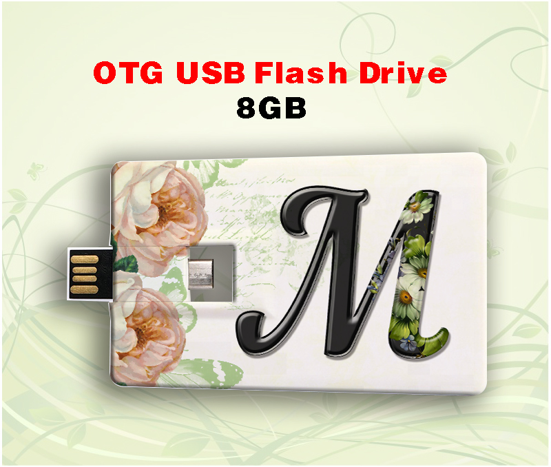 OTG Plastic Business Card USB Stick/ Computer Phone Dual Use USB Flash Drive (8GB) Alphabets