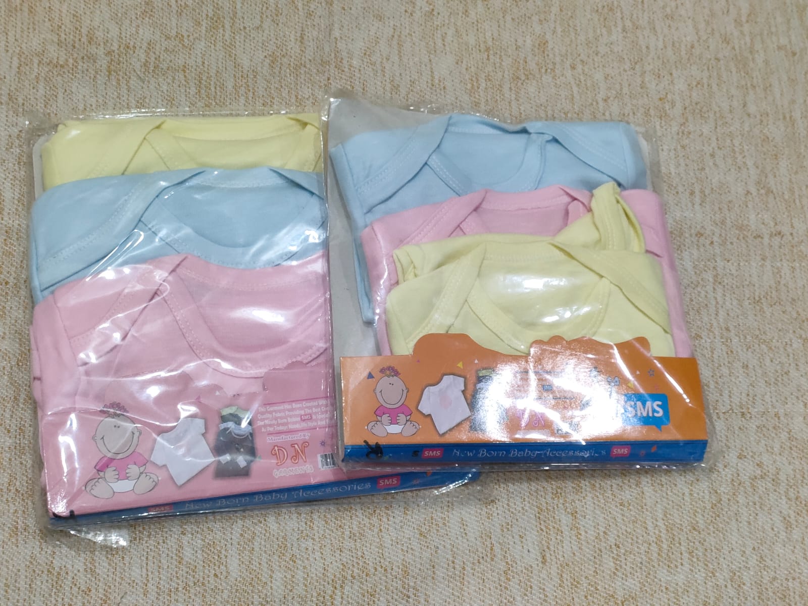 Pack of 3 - Baby Inner - Romper - Full Sleves - Plain - Multicolors - Winter Collection