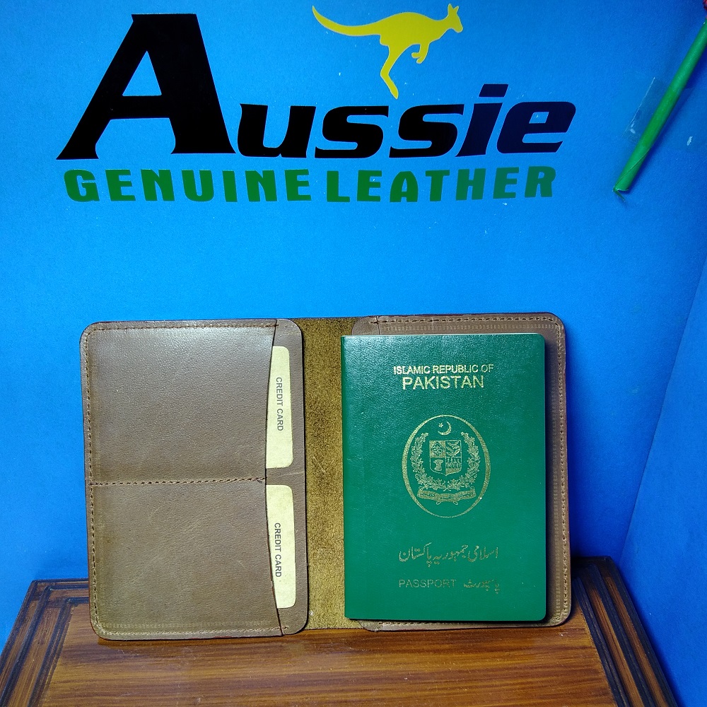 Genuine Leather Passport Cover Brown